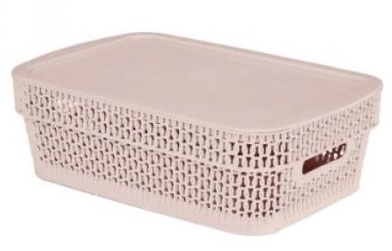 Корзина для хранения Keeplex Ajur с крышкой 3л 28,1х18,5х8,9см бежевый топаз